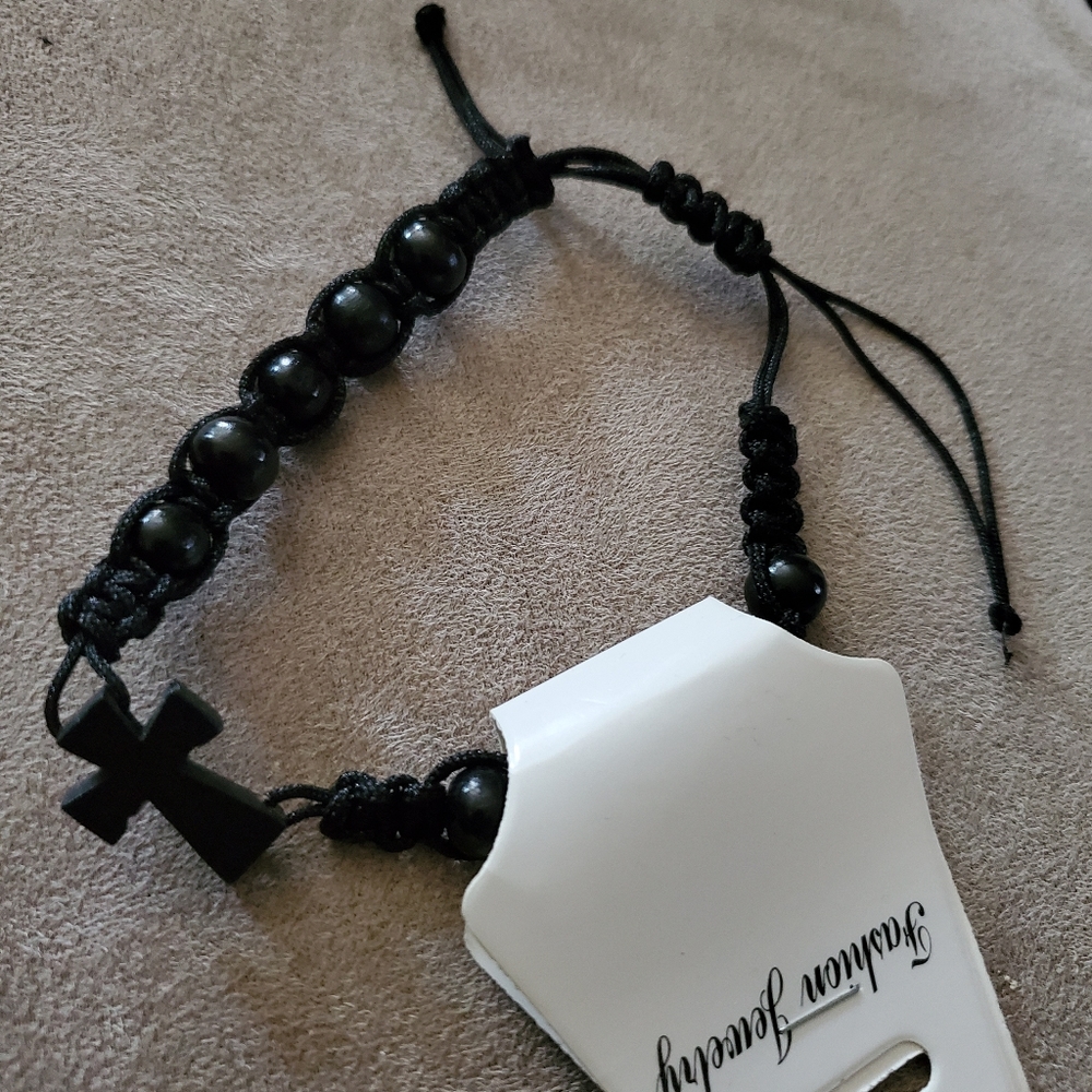 Black pull string bracelet